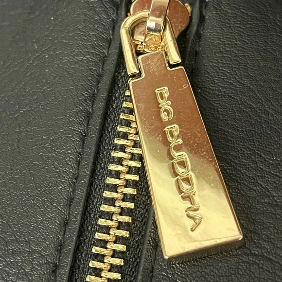 Big Buddha Backpack Purse Black Vegan Leather 9x11x5 Gold Hardware N85 - Picture 5 of 8